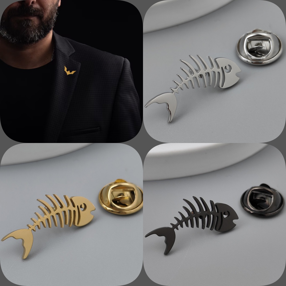 Creative fish bone gold-plated - Men'S Accessories Gift Set Branded avaliação e preço