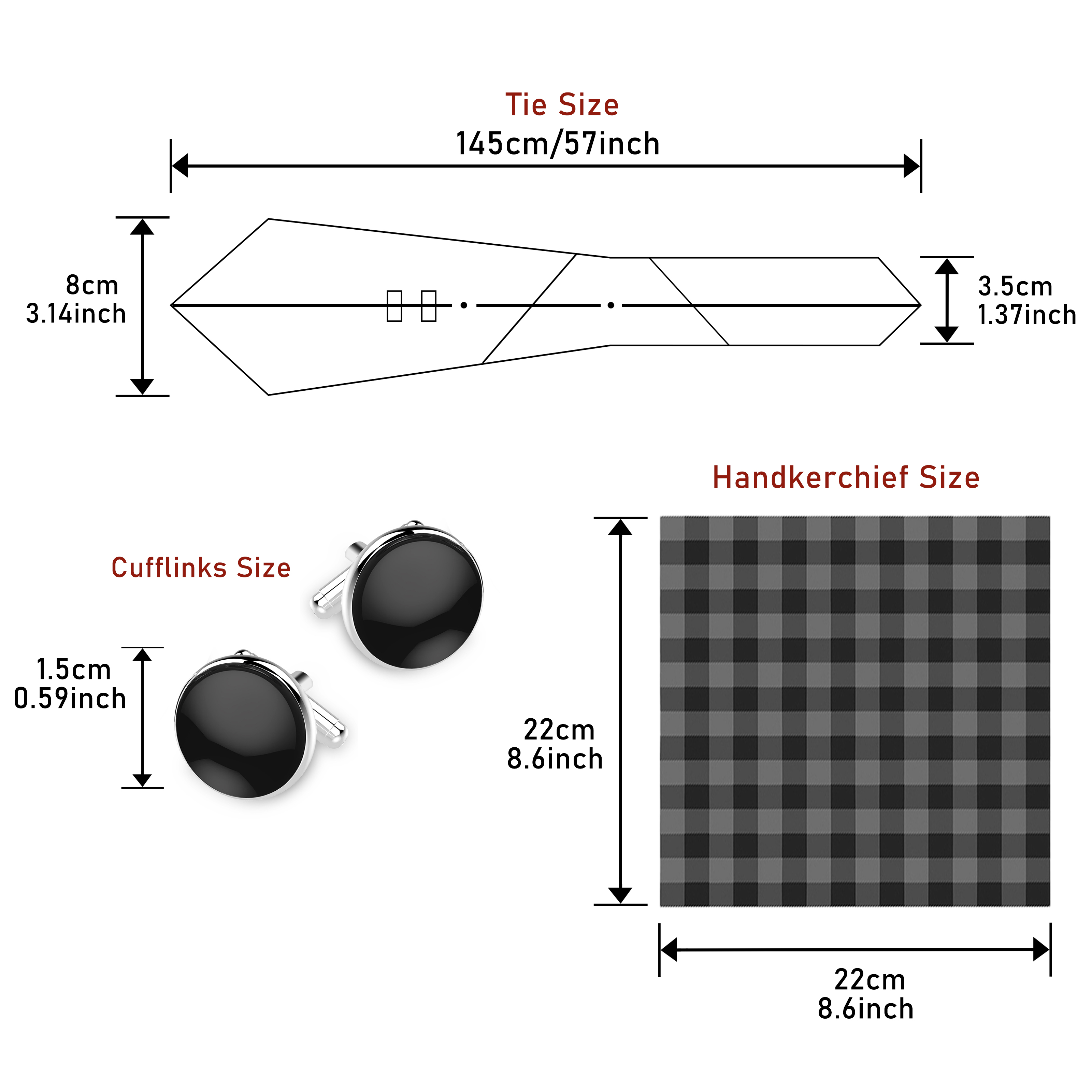 Brand Fashion  8 cm Tie Pocket - Men'S Accessories Gift Set Branded avaliação e preço